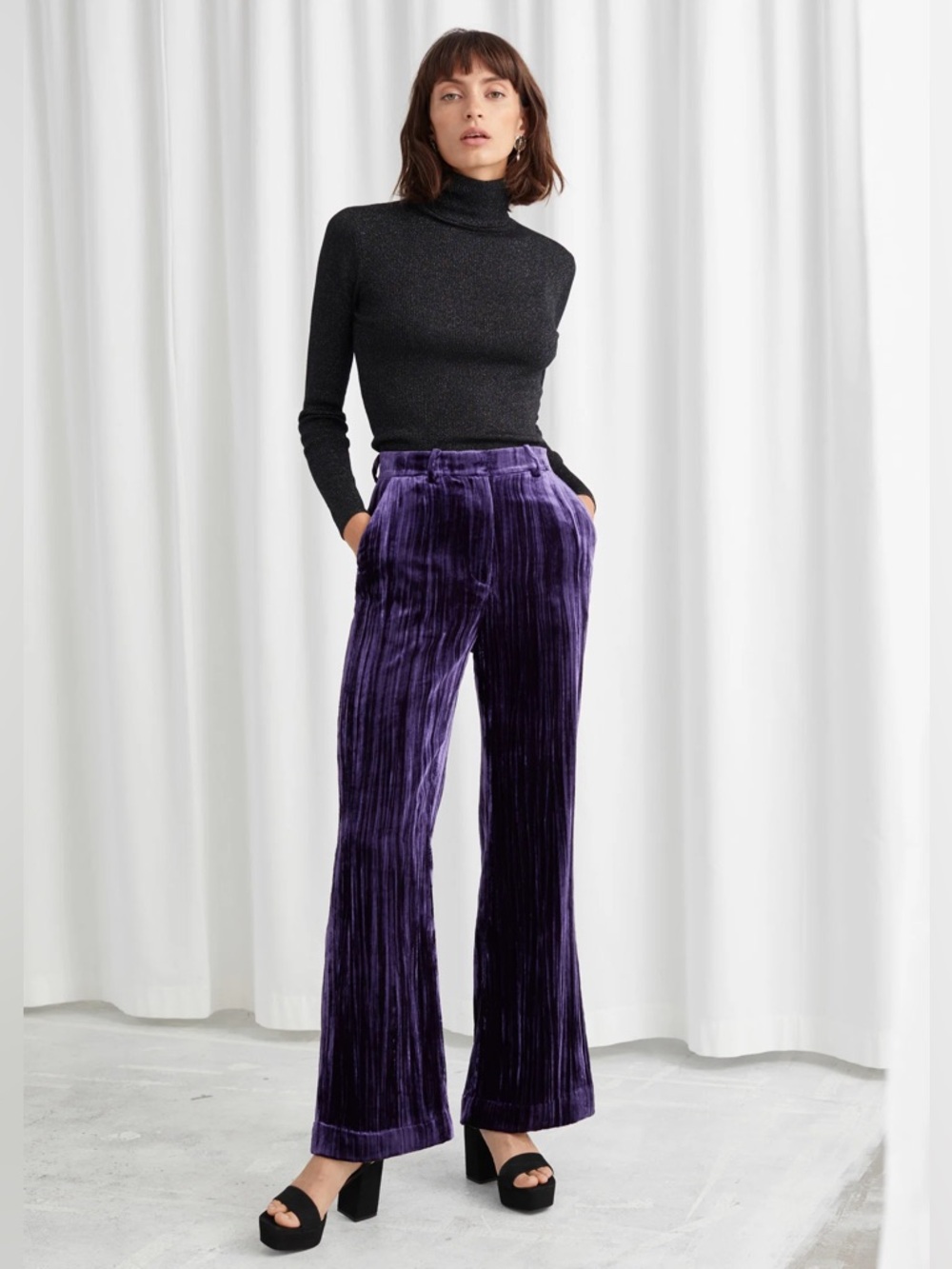 & Other Stories Purple Corduroy Wide-Leg Jeans